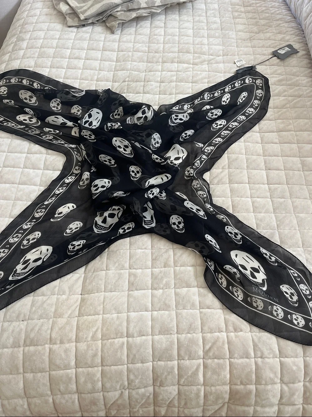 Alexander McQueen silk chiffon skull scarf new with tags